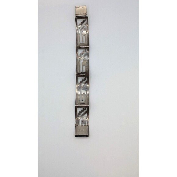 STERLING Silver Panel Bracelet Openwork design UNISEX, Size 7 - Picture 6 of 11